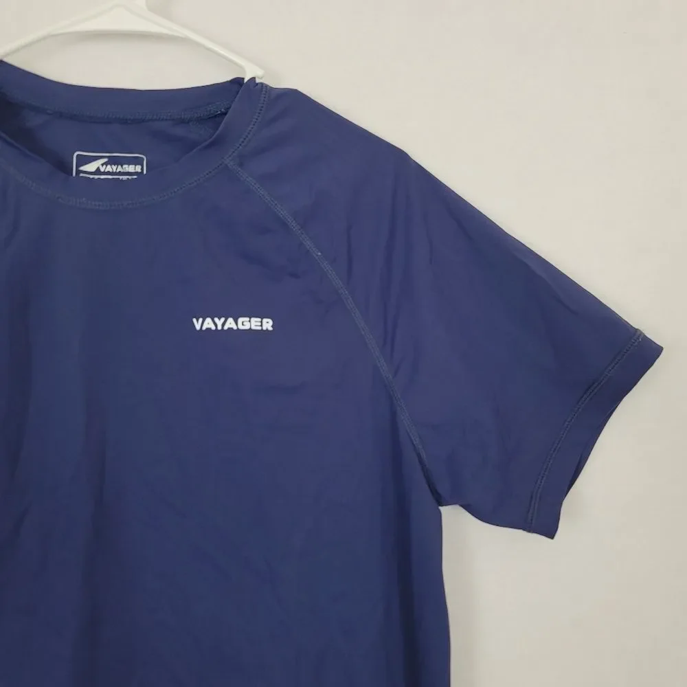 Vayager Navy Blue Short Sleeve Swimshirt Cover Up Beach Medium Rash Guard
